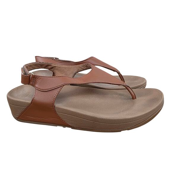 FitFlop Skylar Back Strap Toe Post Sandals Brown Leather womens size 8 - Picture 4 of 7